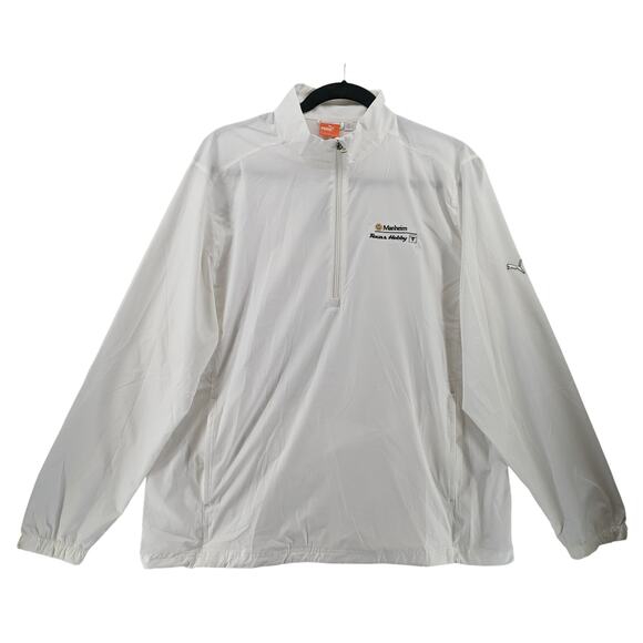 Puma Golf Wind Breaker Jacket Mens XXL White 1/2 Zip Lightweight Water Resistant - Picture 1 of 13